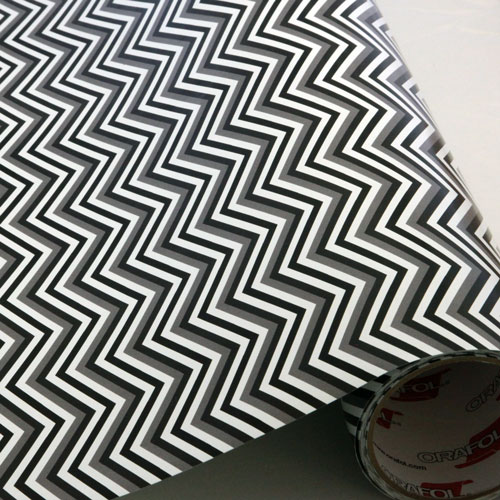 Printed pattern permanent vinyl Black White Grey Chevron Print 12" x 24