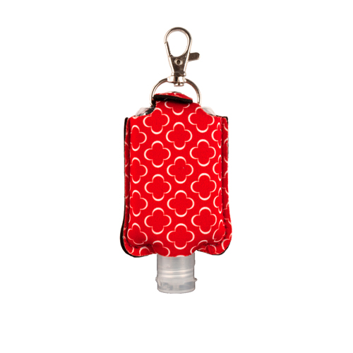 Hand Sanitizer Keychain Red Quatrefoil