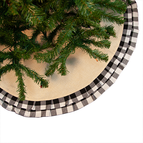 Tree Skirt 48" Double Ruffle White Buffalo Plaid
