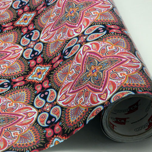 Printed pattern permanent vinyl Ornate Paisley Print 12" x 24" Sheet