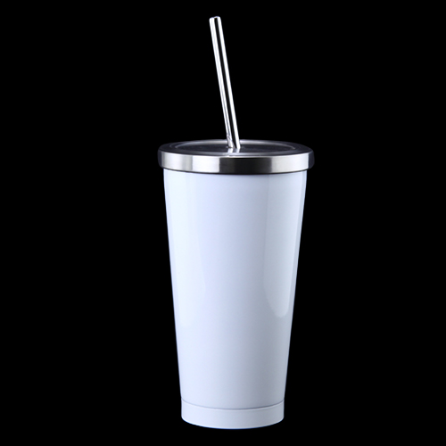 Stainless Steel Sublimation Cup with Straw - 16oz