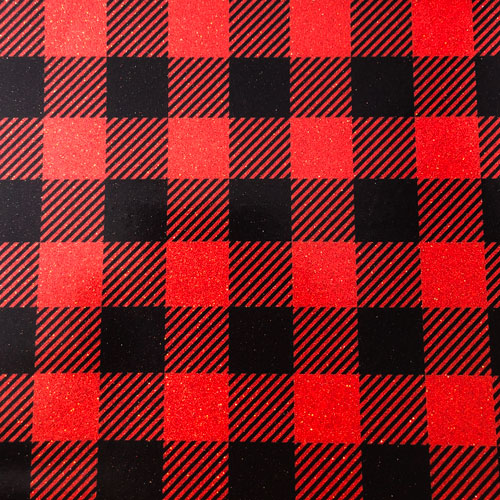 Printed Pattern Vinyl - Glitter Buffalo Plaid - 12" x 12" 