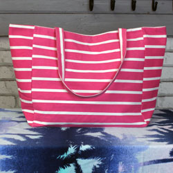 Striped Beach Bag - Pink
