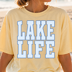 Press Ready Transfer - Blue Stripped Lake Life