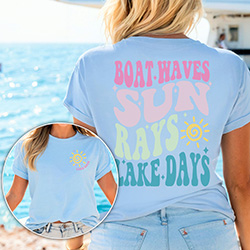 Press Ready Transfer - Boat Waves, Sun Rays, Lake Days