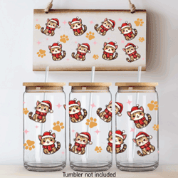 Press Ready UV DTF Decal - 16oz Wrap - Christmas Cats