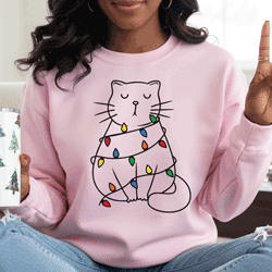 Press Ready Transfer - Cat Wrapped in Lights