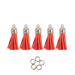 Mini Tassels 5 Pack - Coral