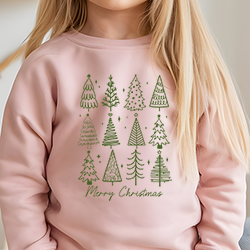 Press Ready Transfer - Merry Christmas Doodle Trees - Youth