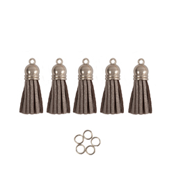 Mini Tassels 5 Pack - Glitter Silver