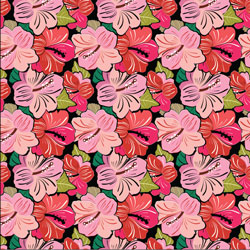 Printed Pattern Vinyl - Glossy - Pink Hibiscus 12" x 12" Sheet