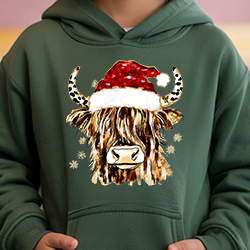 Press Ready Transfer - Christmas Highland Cow - Youth