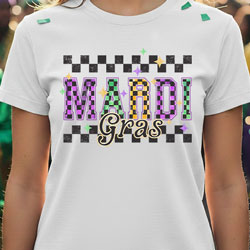 Press Ready Transfer - Mardi Gras Checkered 