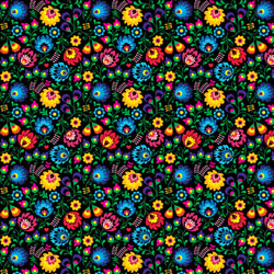 Printed Pattern Vinyl - Glossy - Midnight Flowers 12" x 24" Sheet