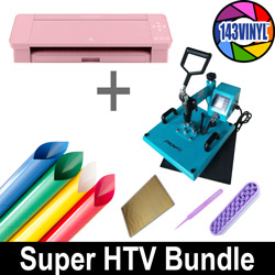 Turquoise Press + Pink Cameo 4 Super Heat Transfer Bundle (HTV, iron-on)