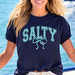 Press Ready Transfer - Salty Checkered Bow