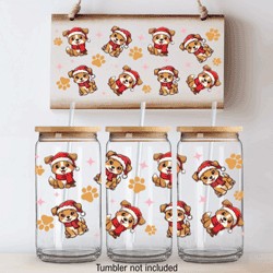 Press Ready UV DTF Decal - 16oz Wrap - Santa Dogs