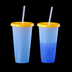 Color Changing Tumbler with Lid and Straw - Blue to Dark Blue