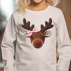 Press Ready Transfer - Crochet Reindeer with Bow - Youth