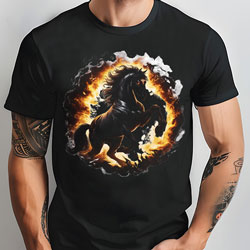 Press Ready Transfer - Halftone Dark Fire Horse