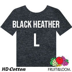 Fruit of the Loom HD Cotton T-shirt - Black Heather - Large