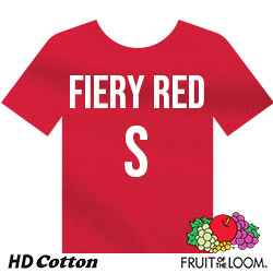 Fruit of the Loom HD Cotton T-shirt - Fiery Red - Small