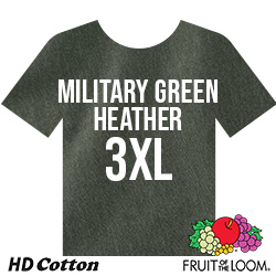 Fruit of the Loom HD Cotton T-shirt - Military Green Heather - 3XL