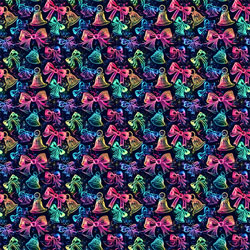 Printed Pattern Vinyl - Glossy - Neon Bells and Bows 12" x 24" Sheet