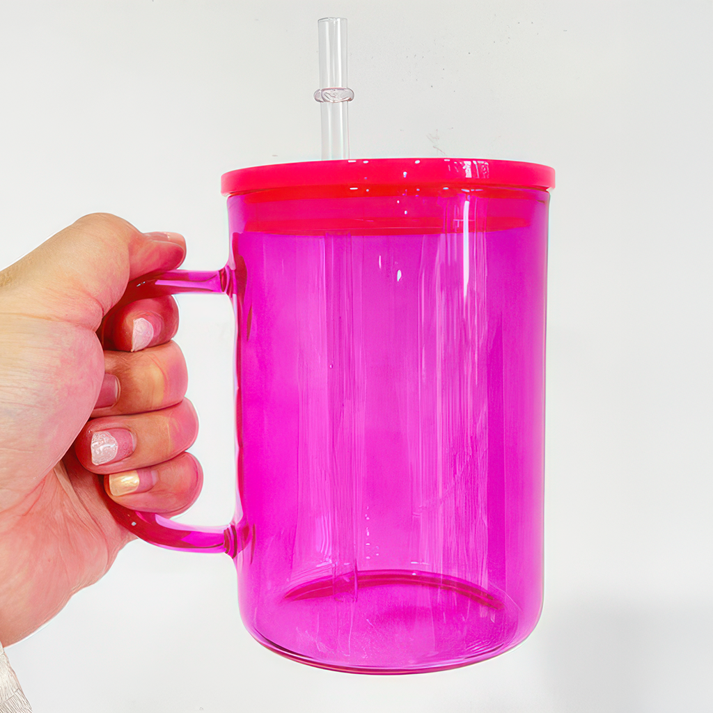 Bright Pink Mug with Straw