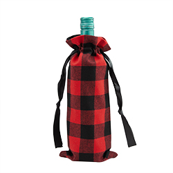 Wine Bottle Gift Bag - Red Buffalo Plaid