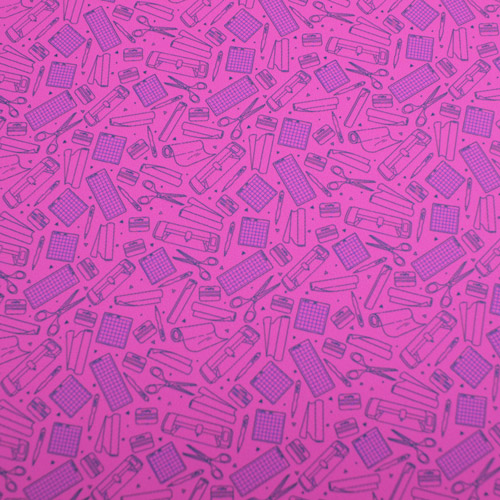 Printed Pattern Vinyl - Matte - So Crafty - Pink - 12" x 12" Sheet 