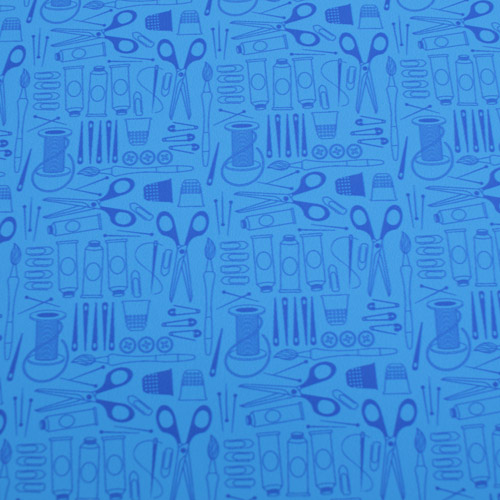 Printed Pattern Vinyl - Matte - Tools & Spools - Teal - 12" x 12" Sheet