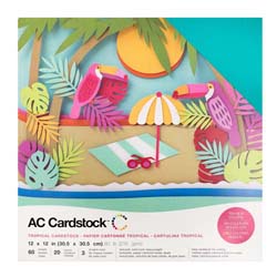 American Craft Cardstock Textured Variety Pack 60 12" x 12" Sheets - Tropicals