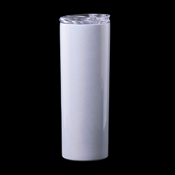 20 OZ STAINLESS STEEL SKINNY TUMBLER - WHITE GLITTER