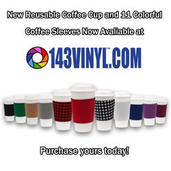 143VINYL Adds White Reusable Coffee Cups And Coffee Sleeves To Product Line 