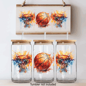 Press Ready UV DTF Decal - 16oz Wrap - Basketball Splatter