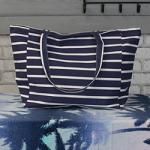 Striped Beach Bag - Navy