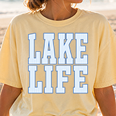 Press Ready Transfer - Blue Stripped Lake Life
