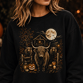 Press Ready Transfer - Highland Cow Haunted Homestead - Adult