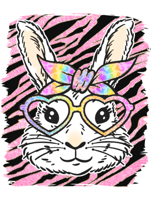 Rainbow Bunny Pink Zebra Print - 143