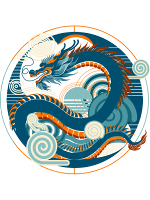Chinese Dragon - Minimalist Round - 143
