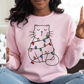 Press Ready Transfer - Cat Wrapped in Lights