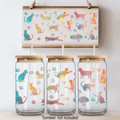 Press Ready UV DTF Decal - 16oz Wrap - Colorful Kitties