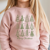 Press Ready Transfer - Merry Christmas Doodle Trees - Youth