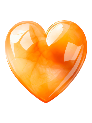 Orange Glass Heart - 143 