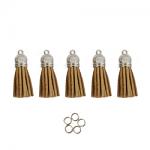 Mini Tassels 5 Pack - Glitter Gold