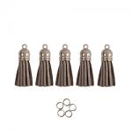 Mini Tassels 5 Pack - Glitter Silver