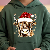 Press Ready Transfer - Christmas Highland Cow - Youth