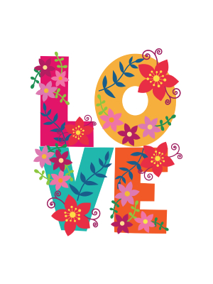 Love - Floral Word Art- 143