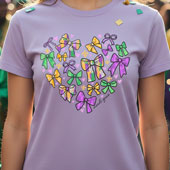 Press Ready Transfer - Mardi Gras Bow Heart